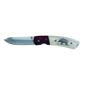 AUSONIA 026546 COLTELLO DA TASCA CINGHIALE MANICO PLASTICA/LEGNO CM19