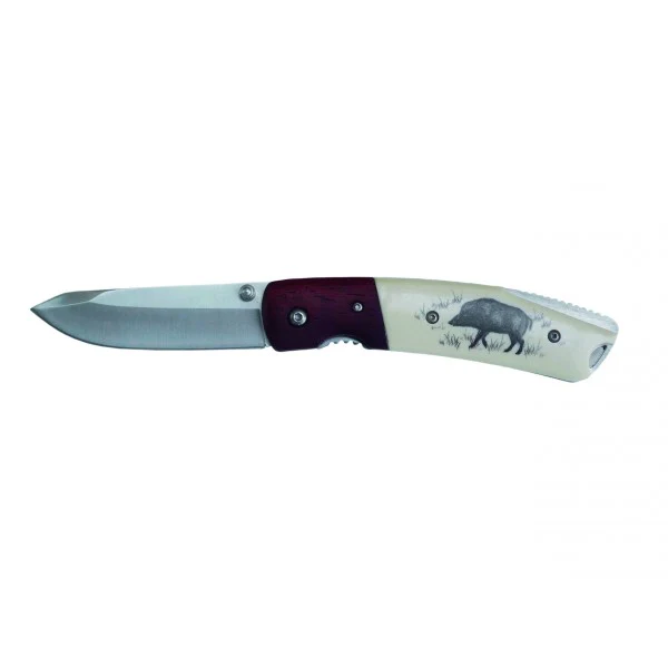 AUSONIA 026546 COLTELLO DA TASCA CINGHIALE MANICO PLASTICA/LEGNO CM19