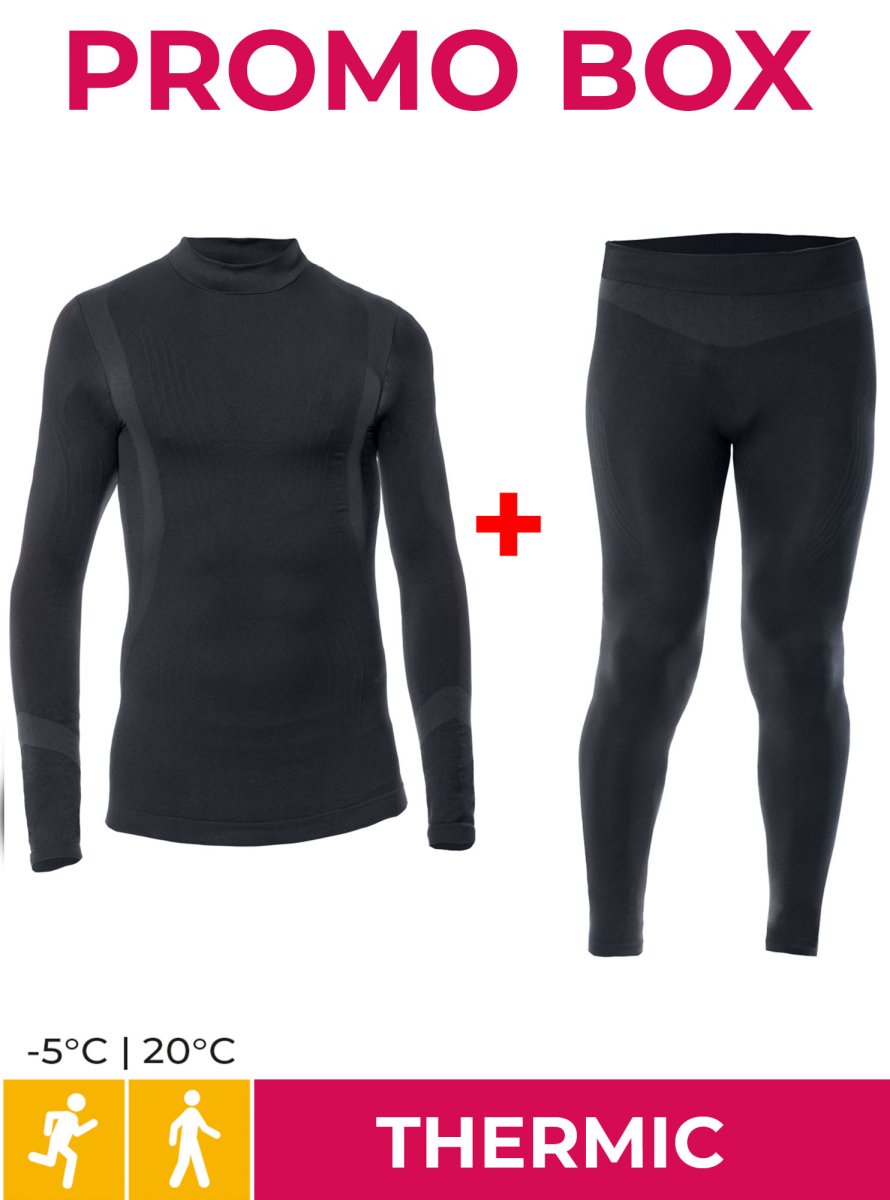 IRON-IC Intimo termico bambino kit t-shirt+panta nero