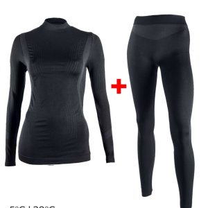 IRON-IC Intimo termico donna kit t-shirt+panta nero