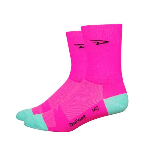 DEFEET calzini bike Aireator rosa fluo/celeste fluo
