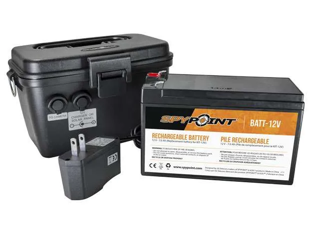 Batteria 12 V ricaricabile Spypoint completa di custodia da esterno e caricatore
