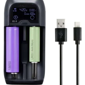 Caricabatterie per 2 batterie 18650