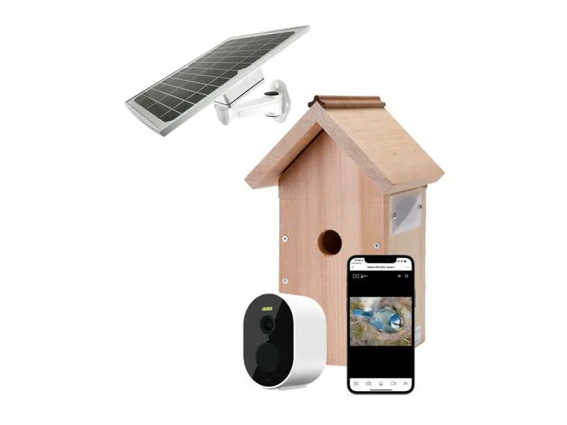 Nido con telecamera senza fili completo di pannello solare